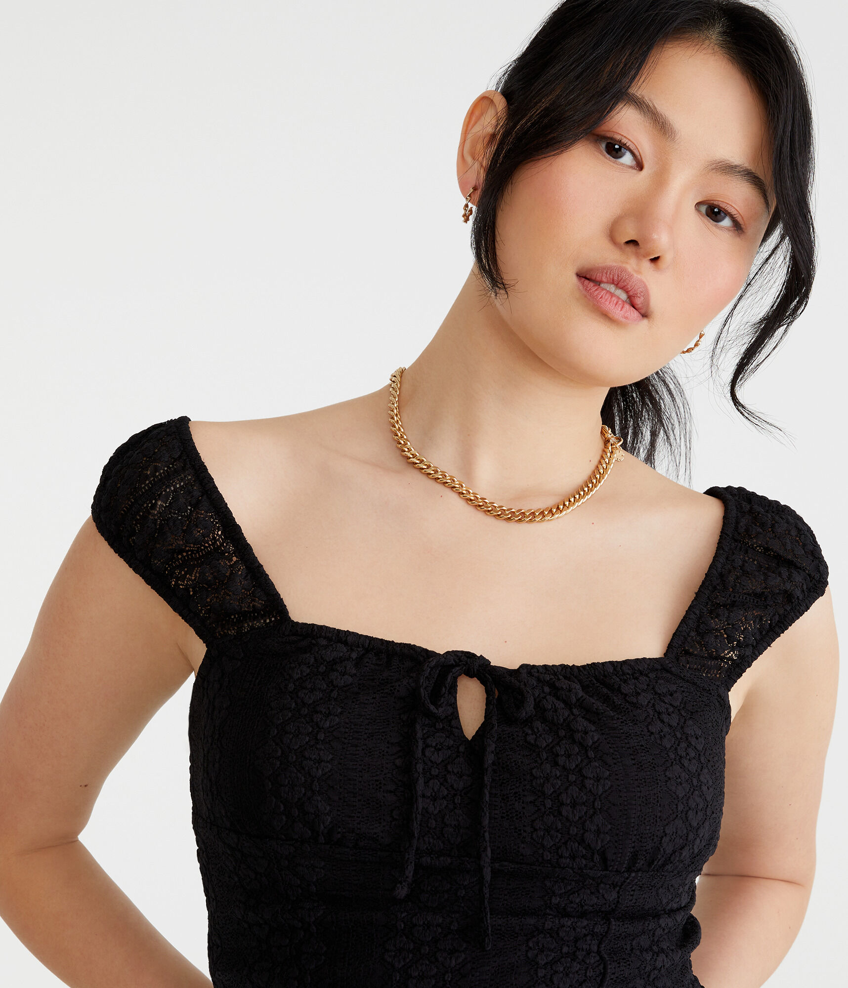 Lace Square-Neck Crop Top