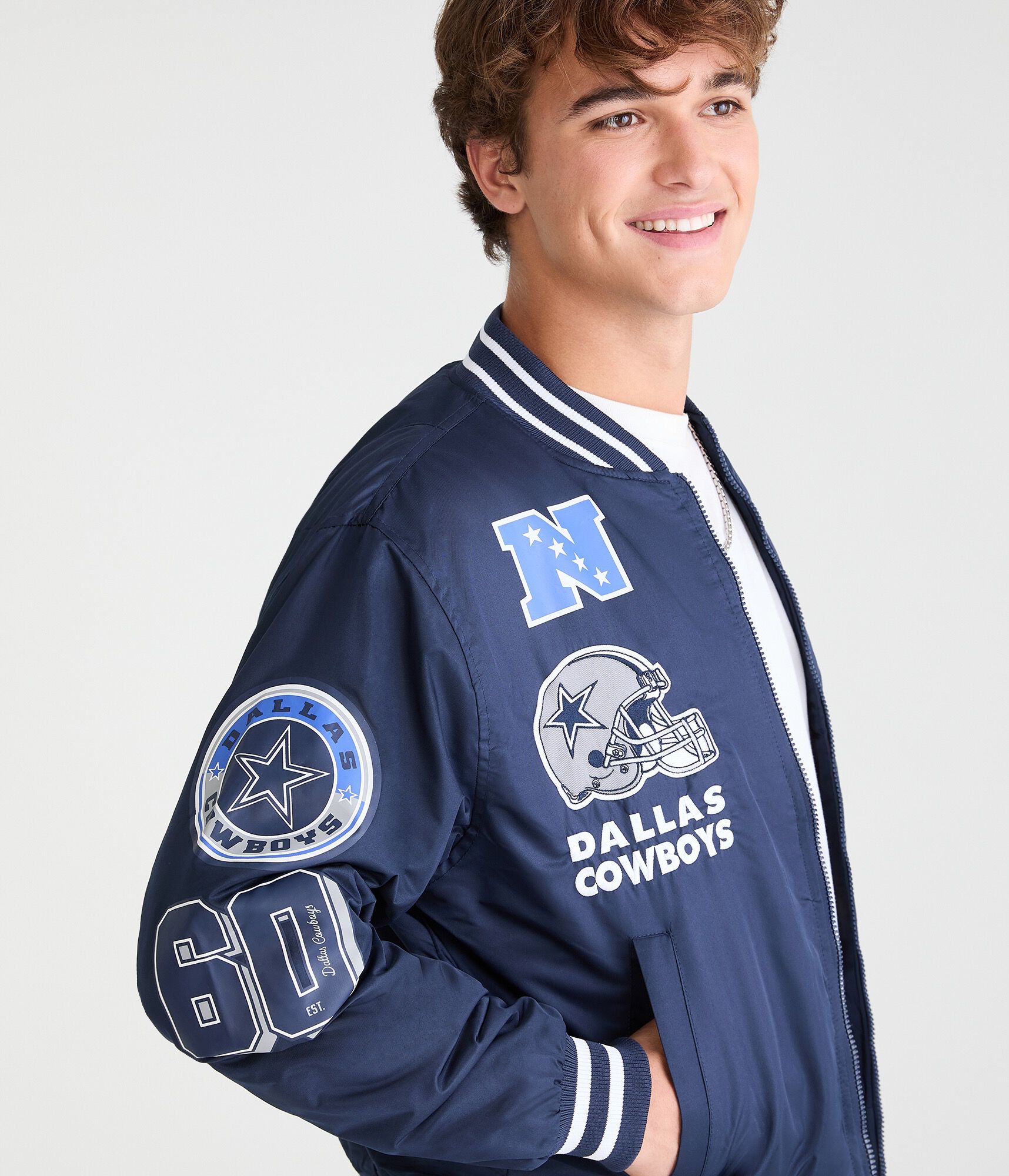 Dallas Cowboys Full-Zip Satin Bomber Jacket