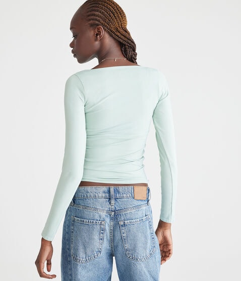 Long Sleeve Seriously Soft Sculpt Square-Neck Tee Long Sleeve Seriously Soft Sculpt Square-Neck Tee
