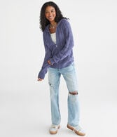 Hooded Full-Zip Cable Cardigan