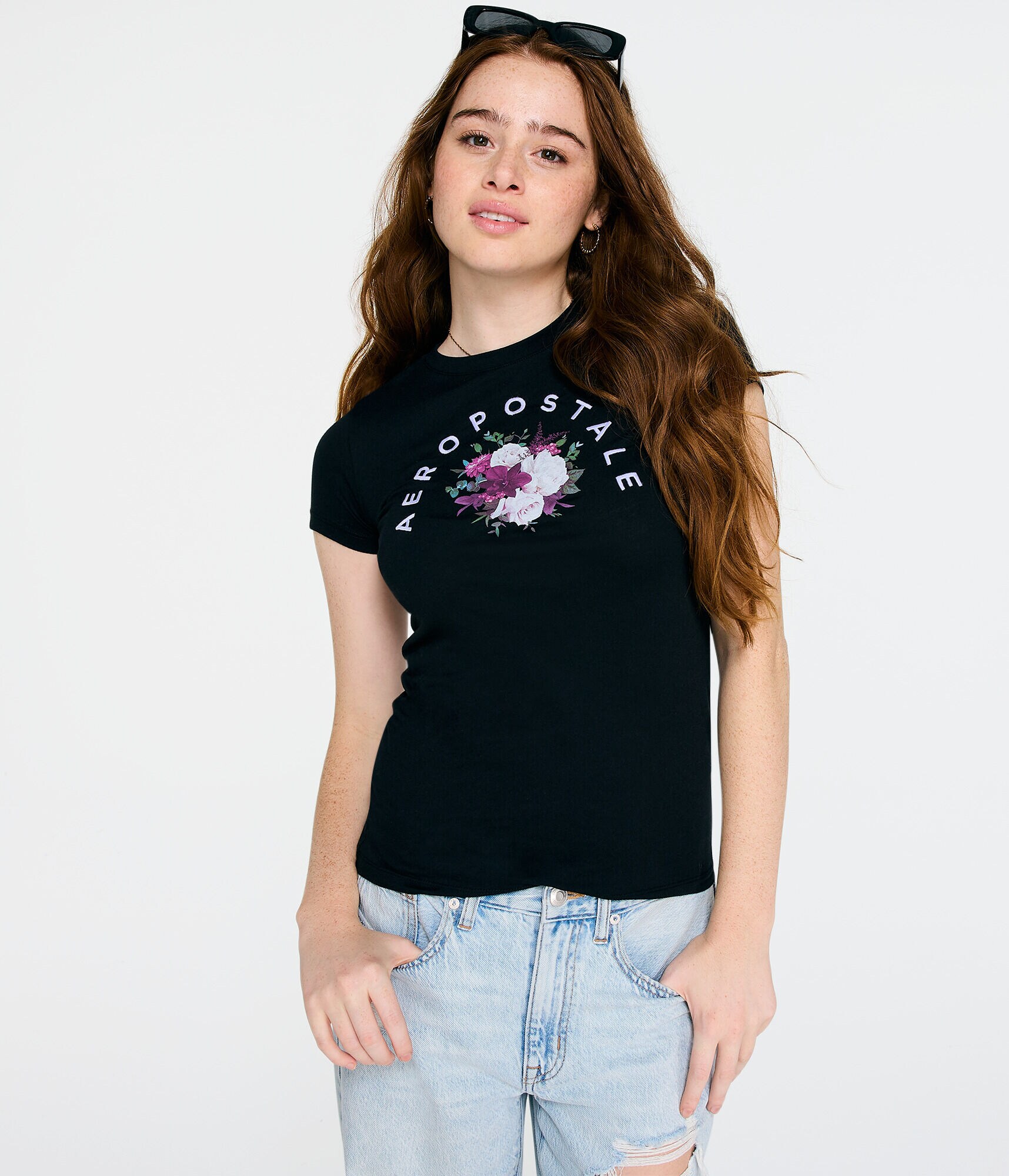 Aeropostale Arch Floral Graphic Tee