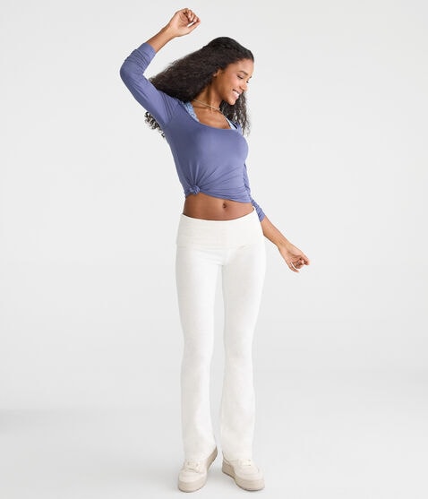 Mid-Rise Fold-Over Bootcut Pants Mid-Rise Fold-Over Bootcut Pants