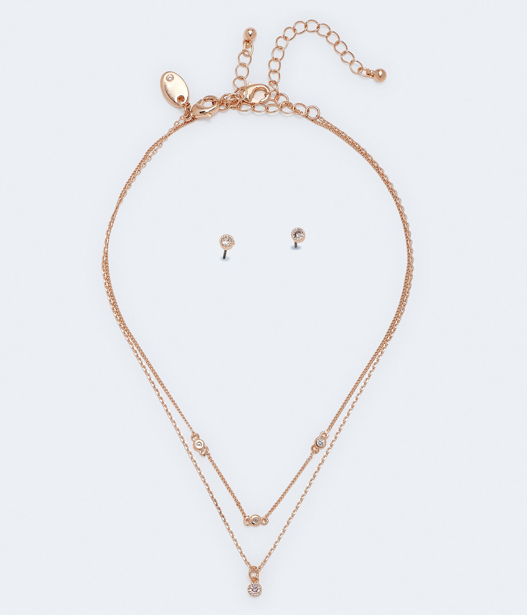 Cubic Zirconia Choker Necklace &amp; Stud Earring Set