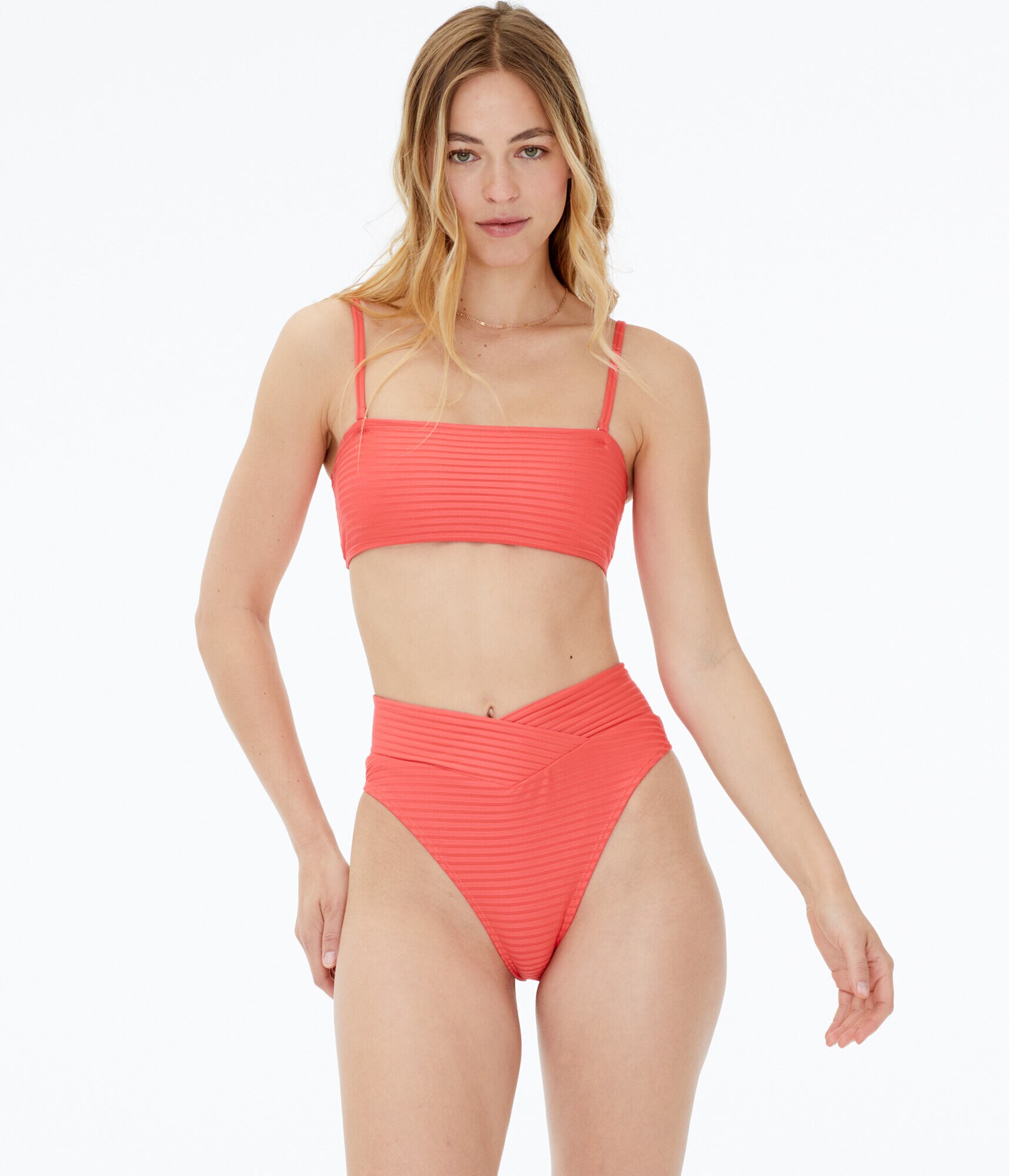 Ribbed Bandeau Bikini Top