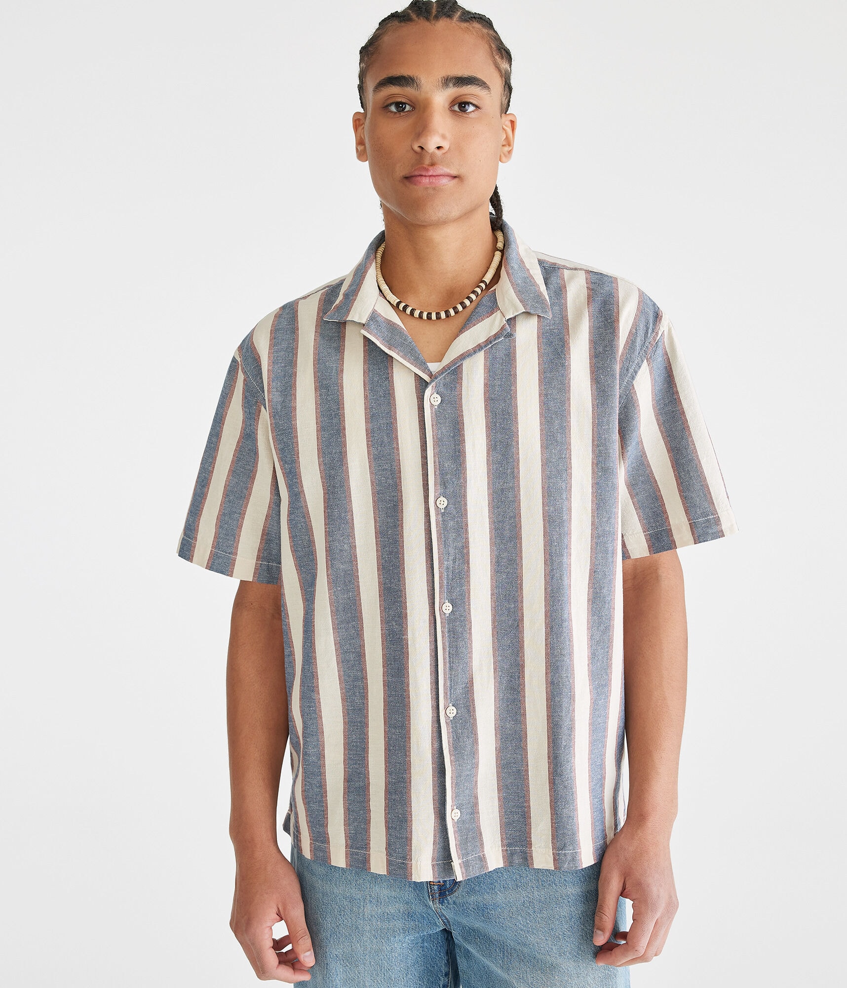 Vertical Stripe Boxy Shirt