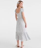 Floral Square-Neck Smocked Midi Dress