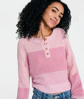 Striped Cropped Henley Sweater