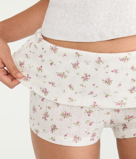Floral Fold-Over Knit Sleep Shorts Floral Fold-Over Knit Sleep Shorts