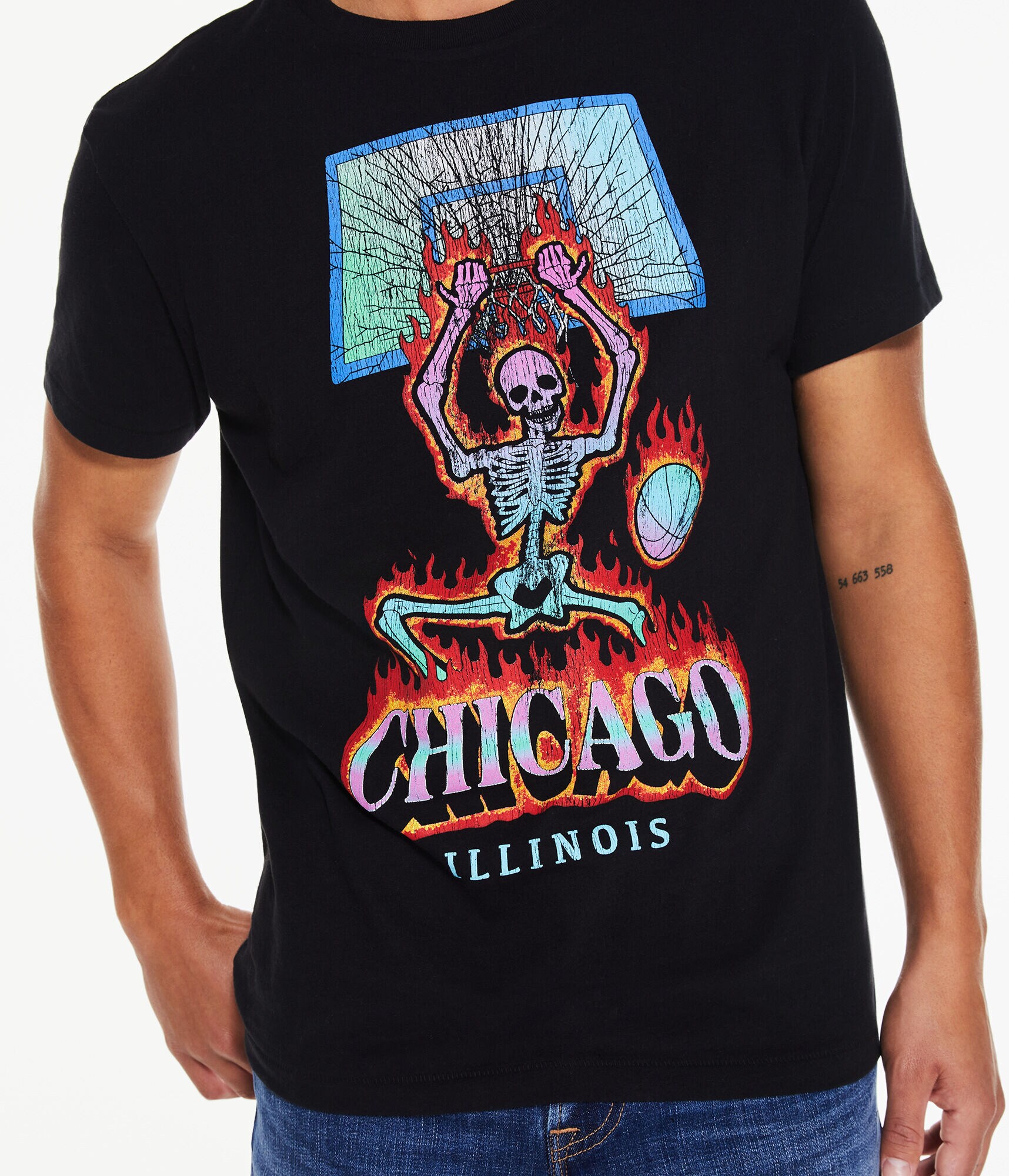 Chicago Basketball Skeleton Graphic Tee