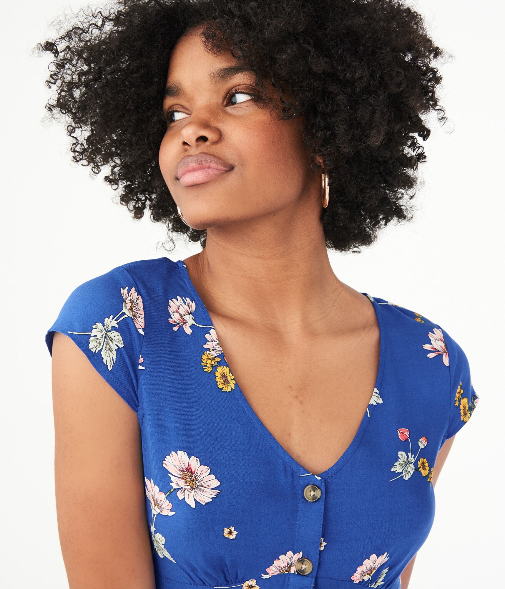 Floral Button-Front Shirt Dress