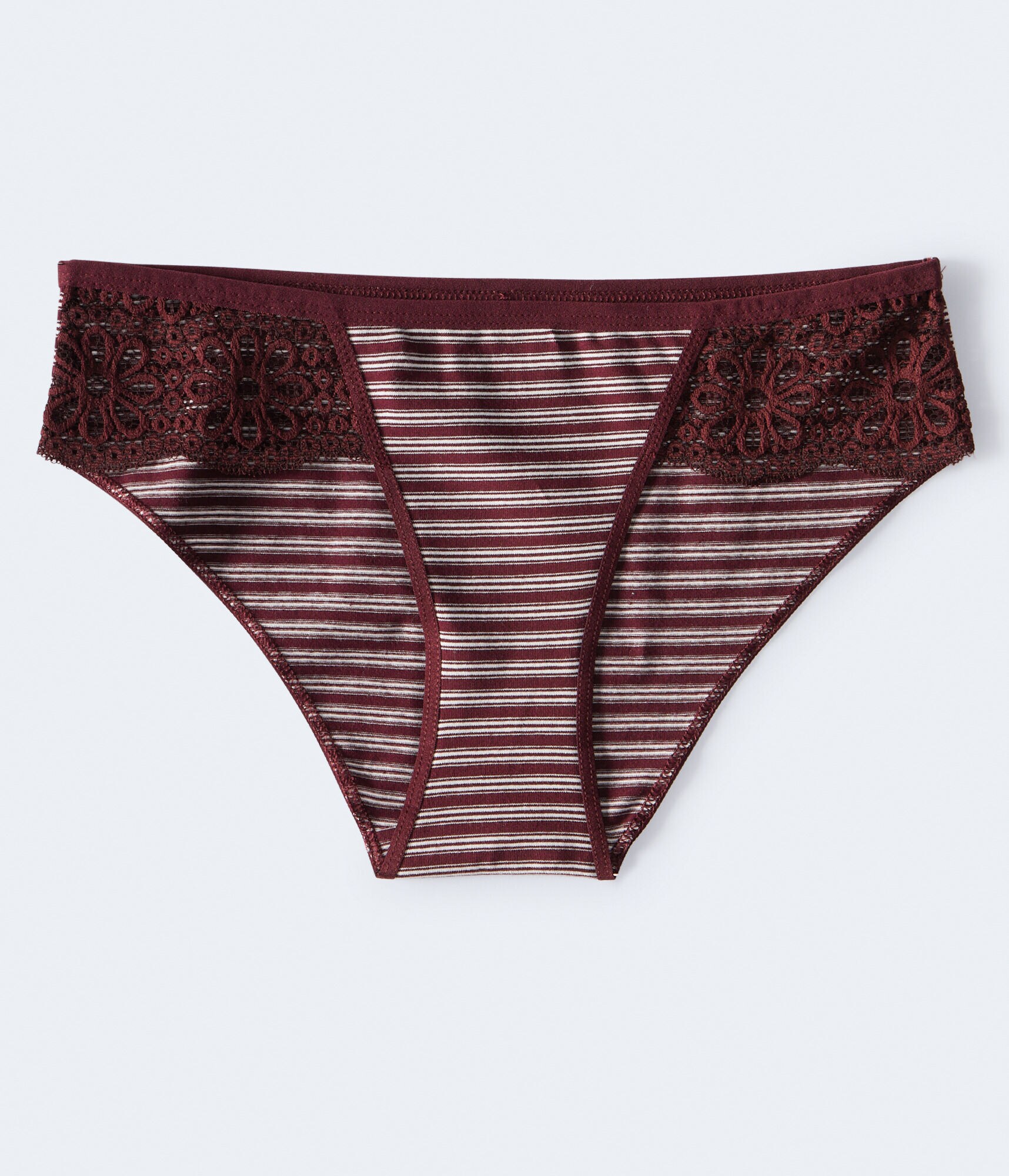 Horizontal Stripe Side-Lace Hipster