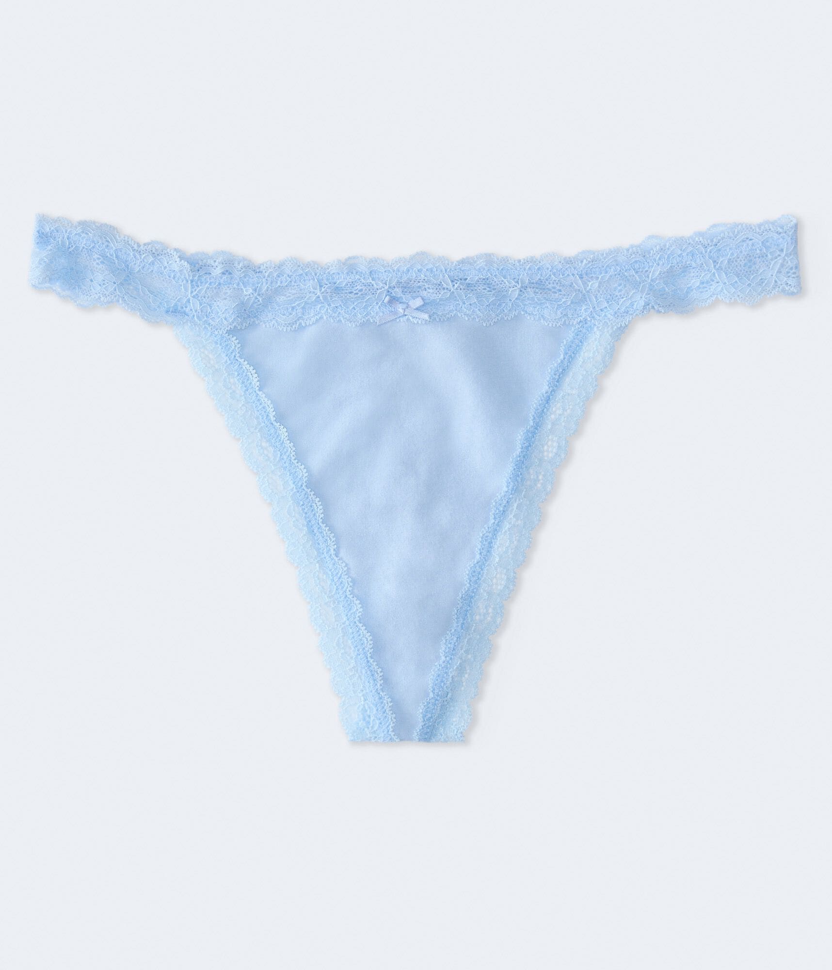 Solid Lace-Trim Thong