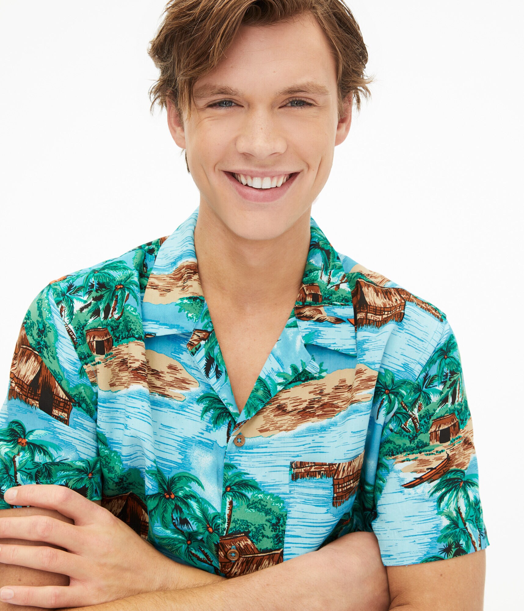 Tropical Island Resort Button-Down Resort Shirt