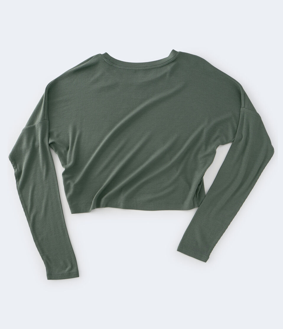 Long Sleeve Ribbed Cropped Dolman Tee