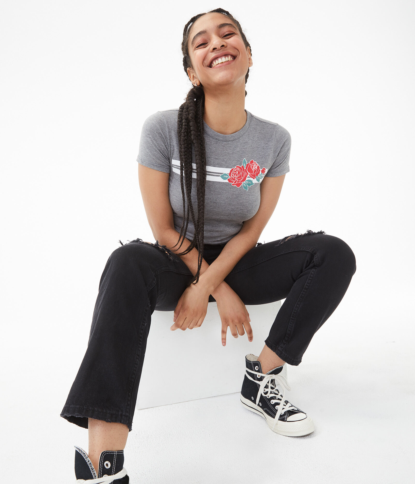 Rose Stripe Graphic Tee