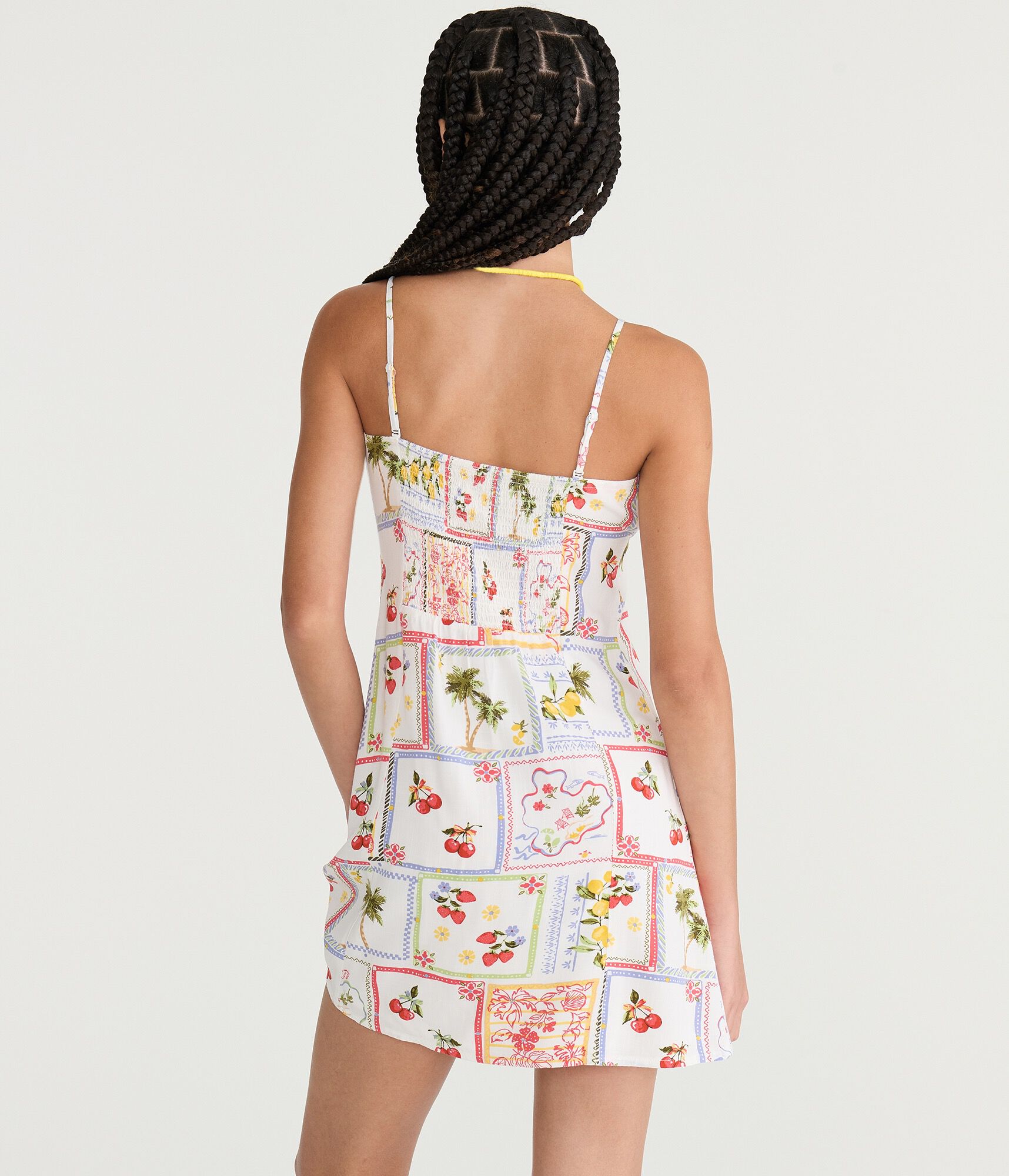 Patchwork Fruit Strapless A-Line Mini Dress