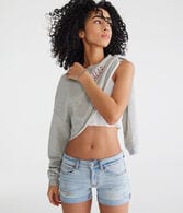 Seriously Stretchy Low-Rise Denim Midi Shorts