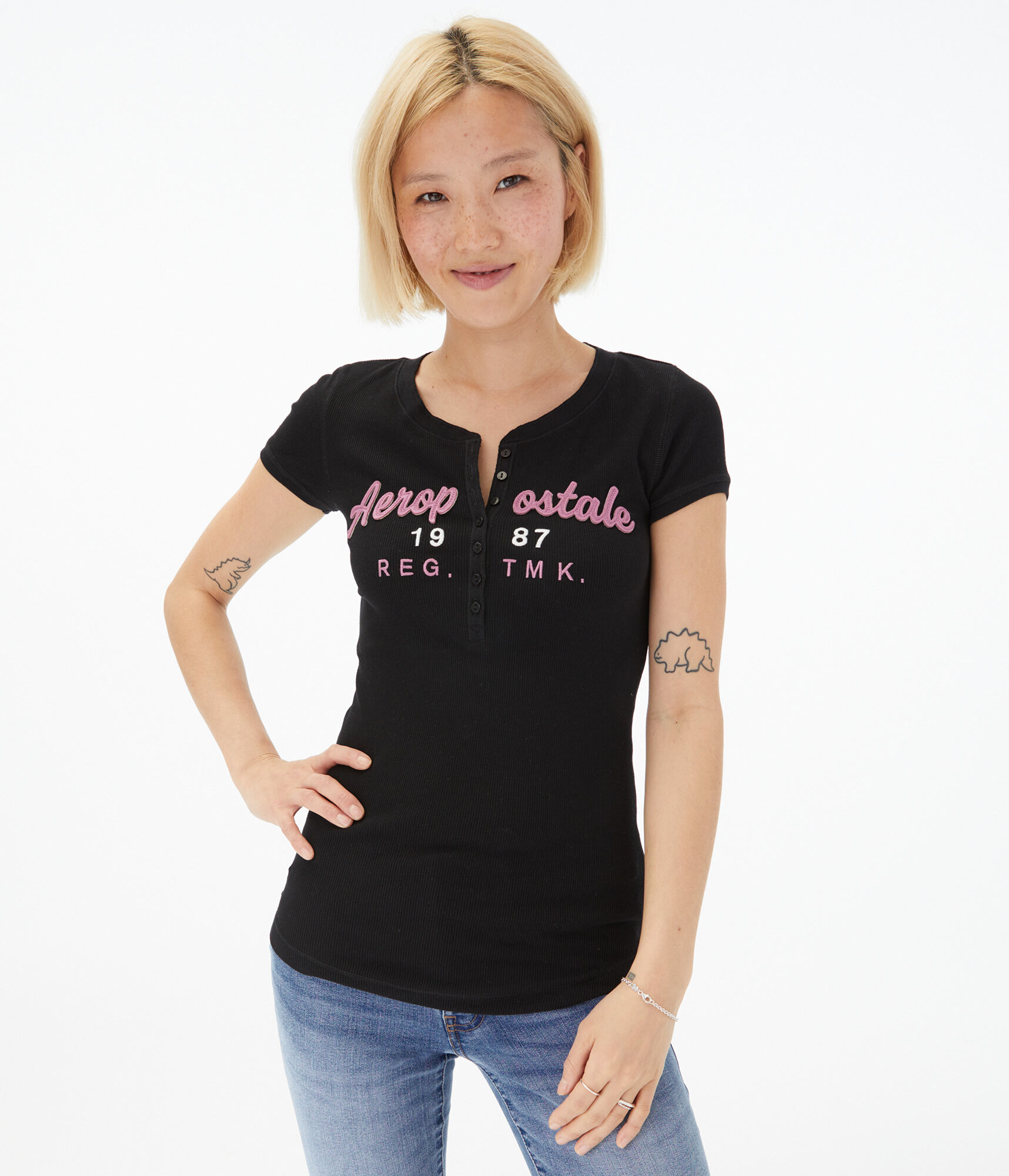 Aeropostale 1987 Graphic Henley