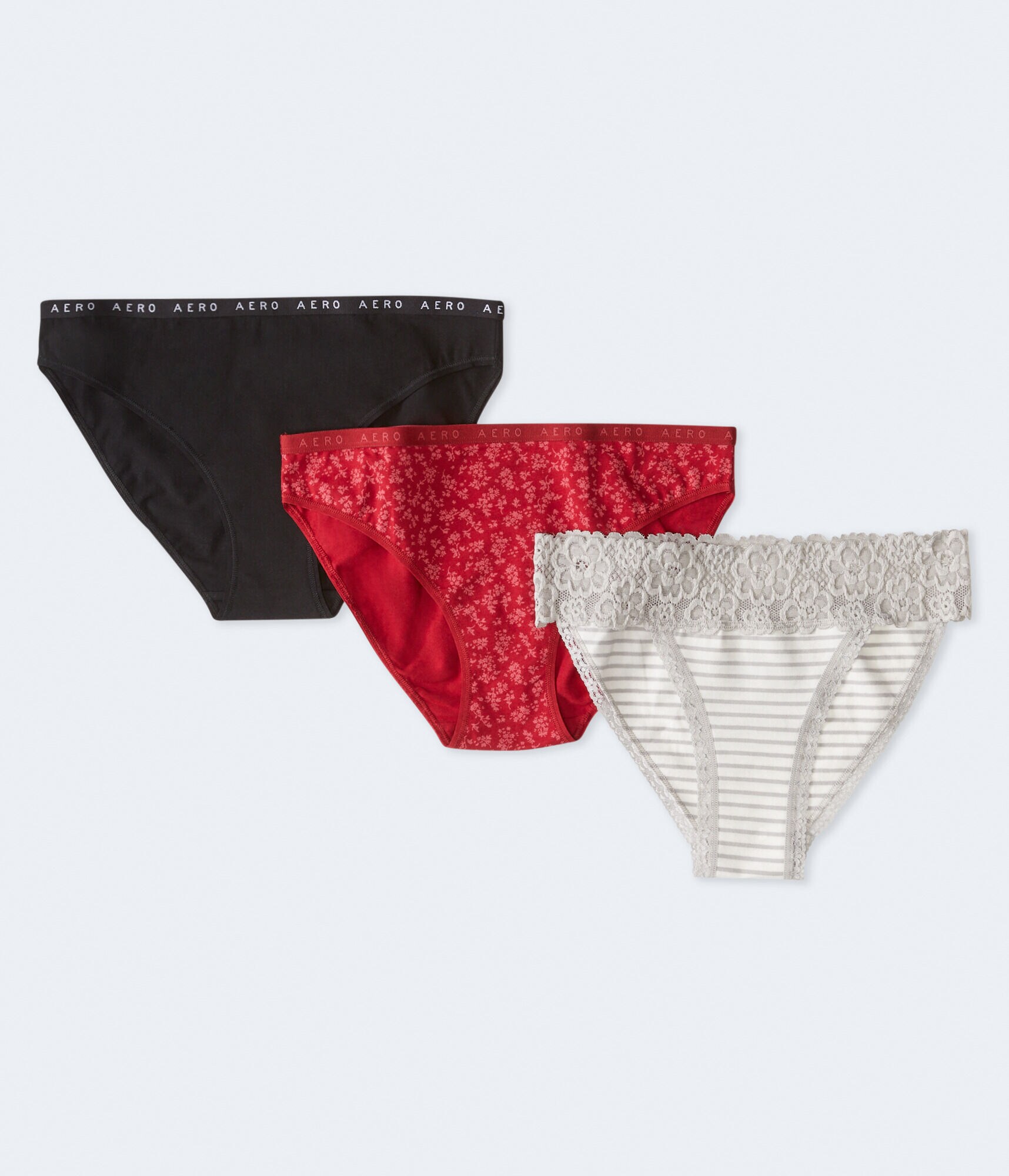 Printed &amp; Solid Bikini 3-Pack