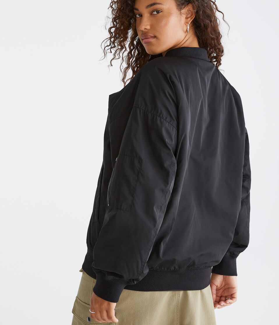 Oversized Sherpa-Lined Bomber Jacket