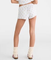 Printed Pointelle Knit Sleep Shorts