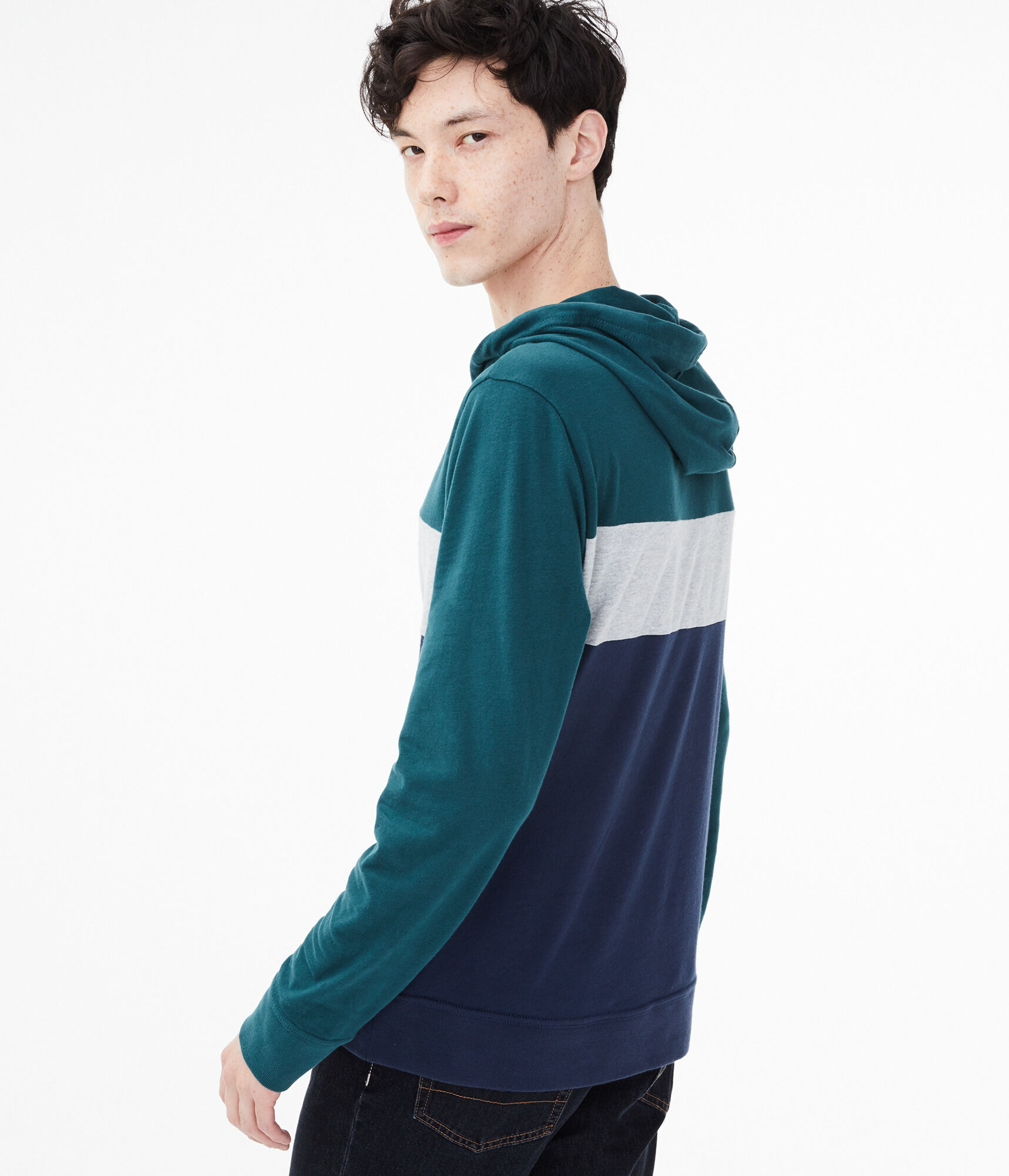 Long Sleeve Colorblock Hooded Tee