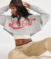 Coca-Cola® by Aéropostale Coca-Cola Logo Cropped Crew Sweatshirt