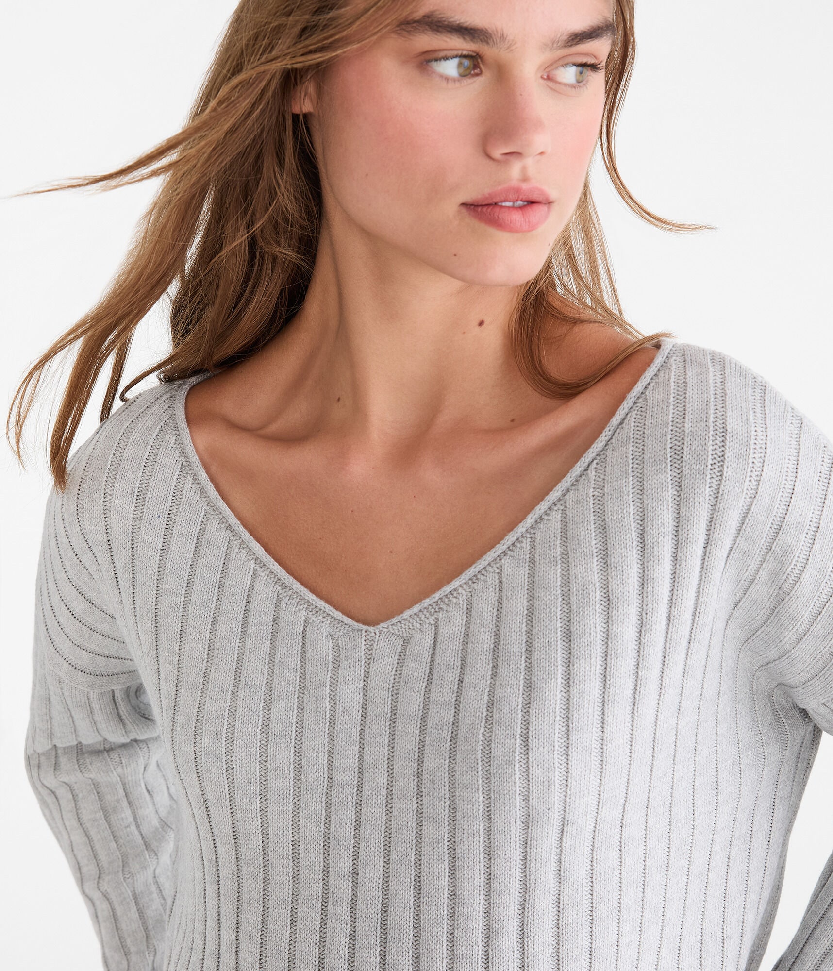Ribbed V-Neck Sweater