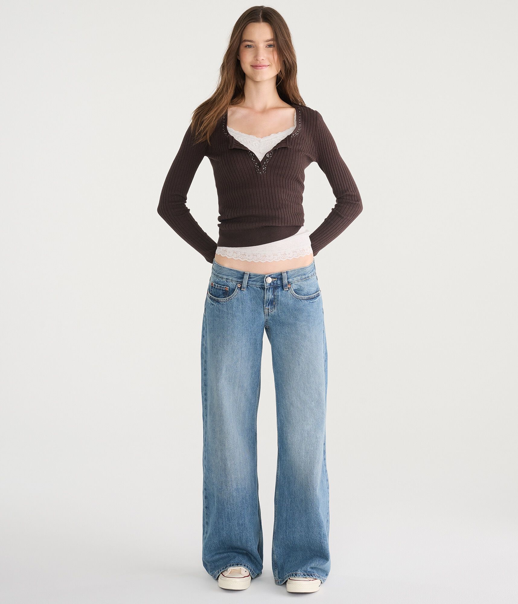 Super Low-Rise Ultra Wide Leg Jean