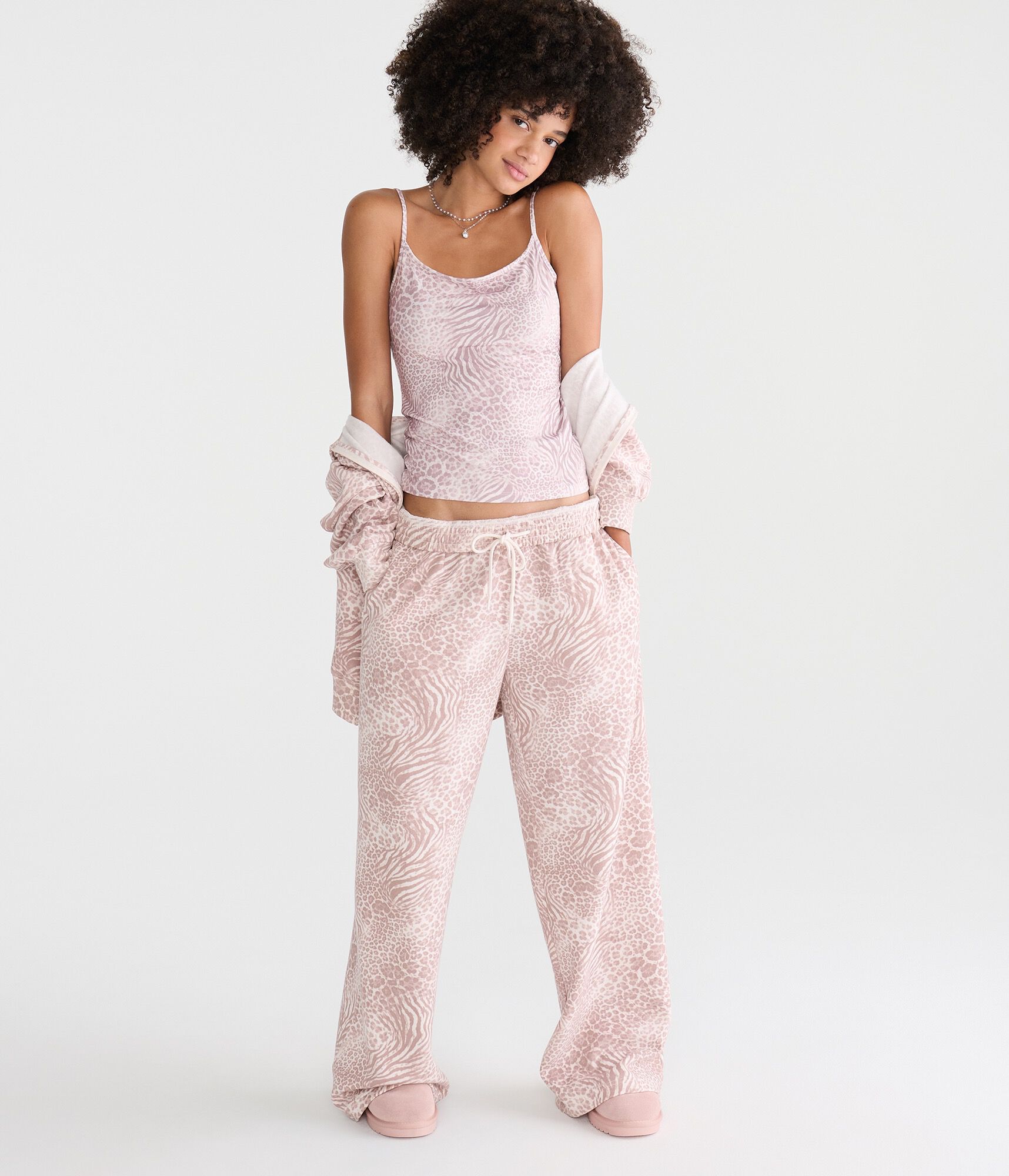Cloud Soft Animal Print Mid-Rise Wide Leg Sweatpants
