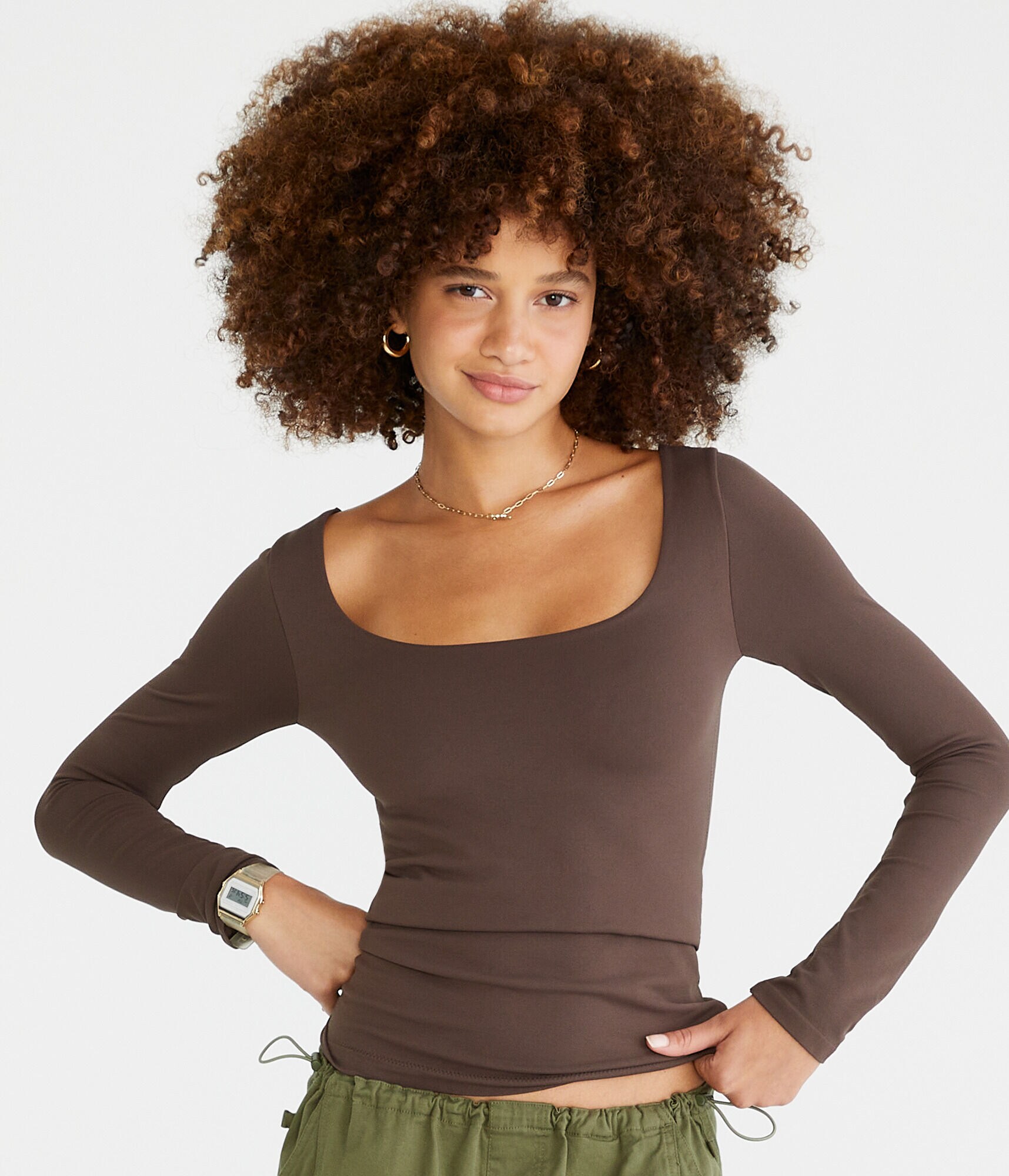 Long Sleeve Seriously Soft Sculpt Scoop-Neck Tee