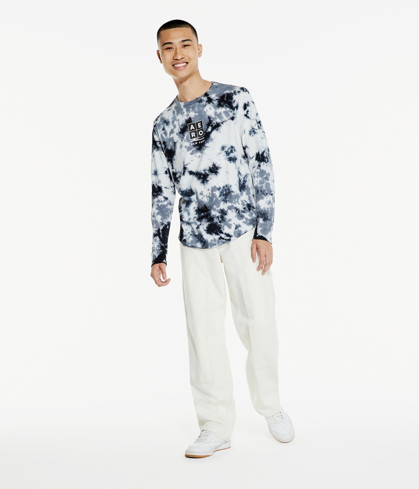 Long Sleeve Aero Box Logo Tie-Dye Graphic Tee
