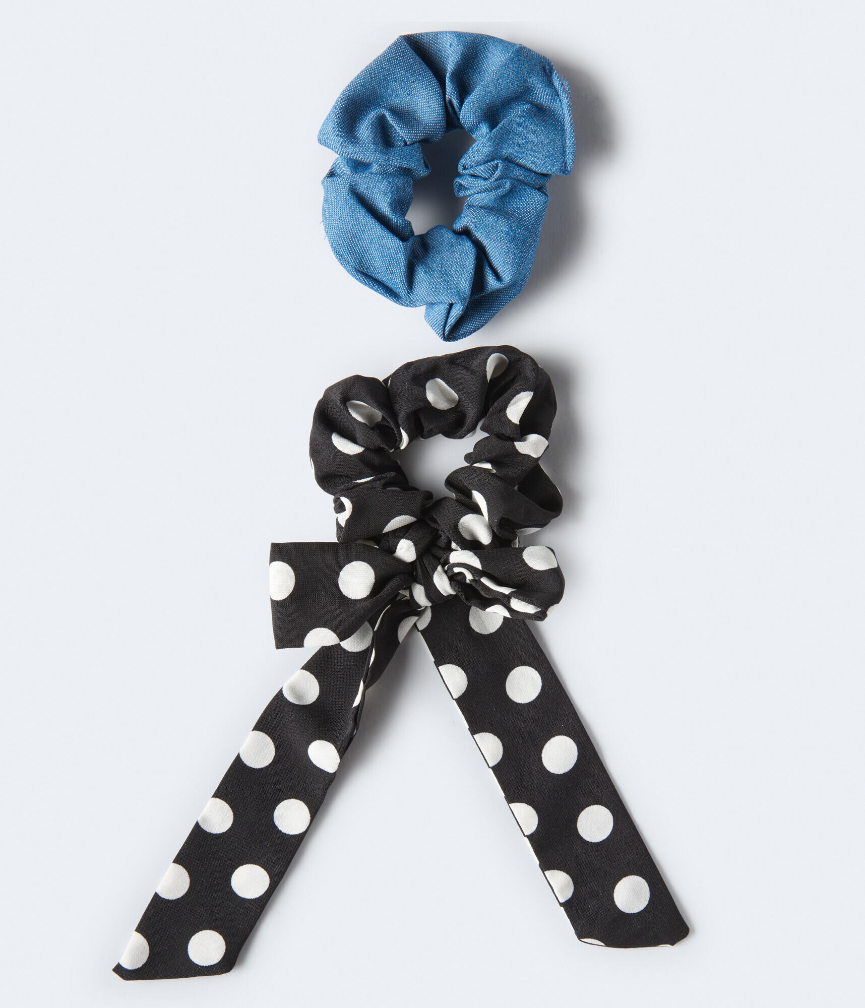 Polka Dot Bow &amp; Denim Scrunchie 2-Pack