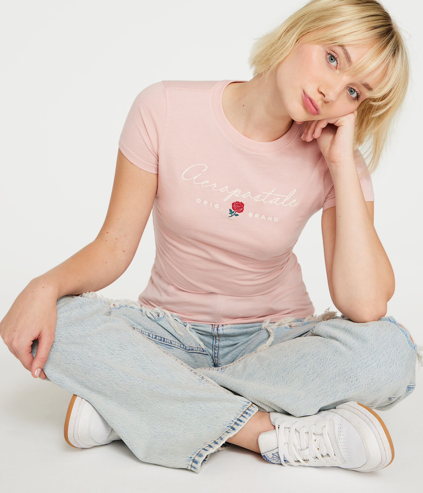 Aeropostale Script Rose Graphic Tee