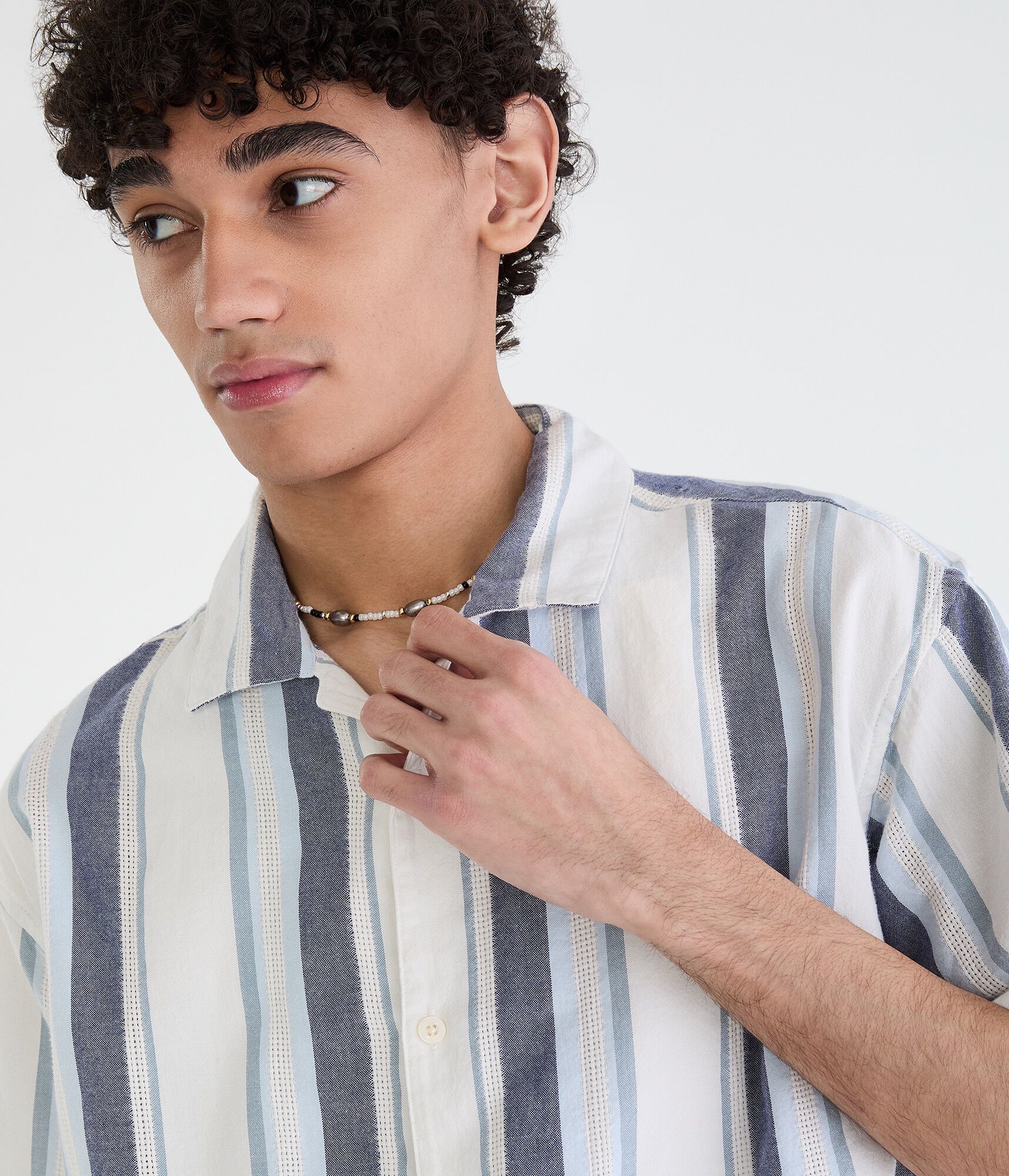 Vertical Textured Stripe Boxy Shirt