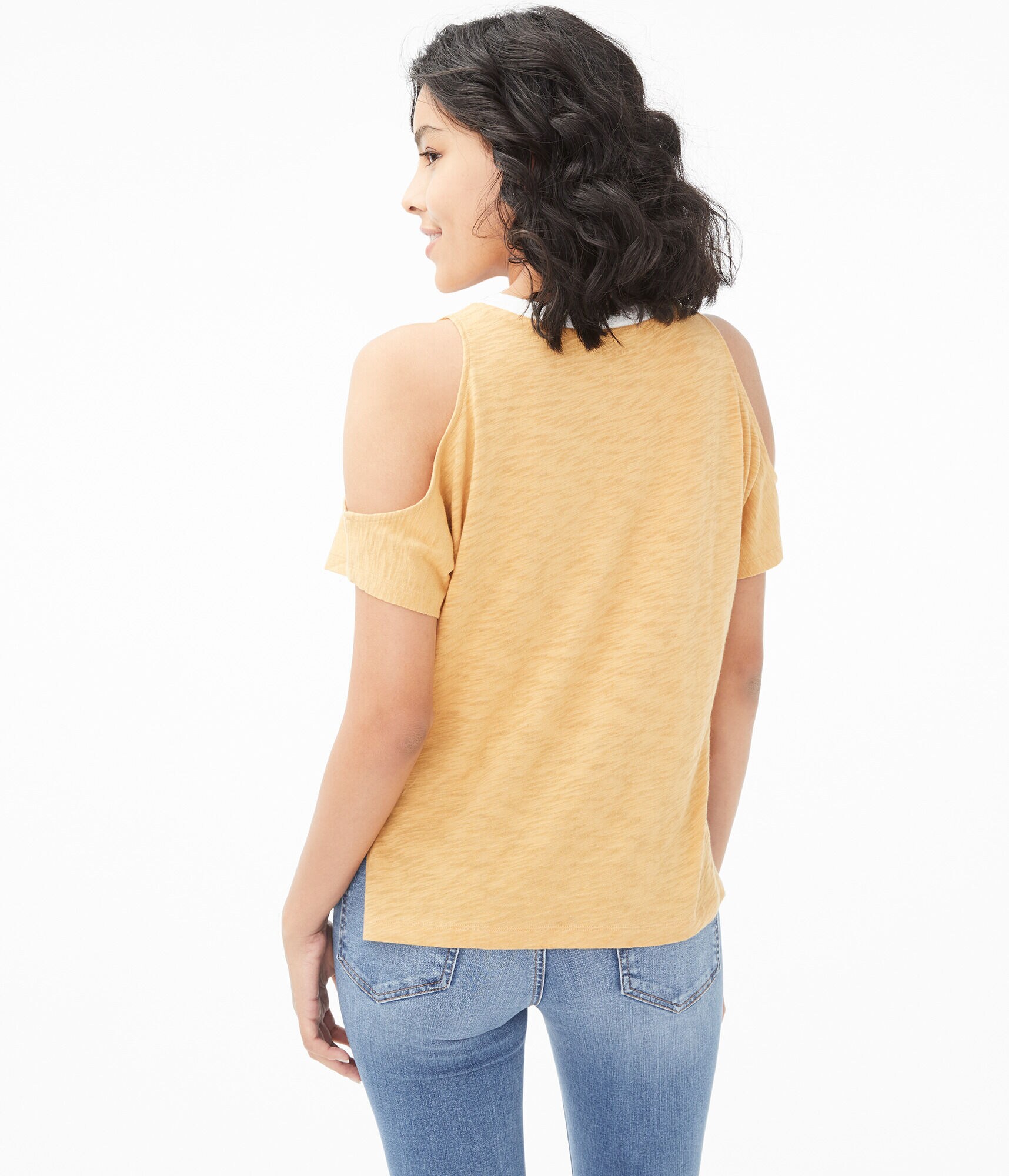 Ringer Cold-Shoulder Crew Tee