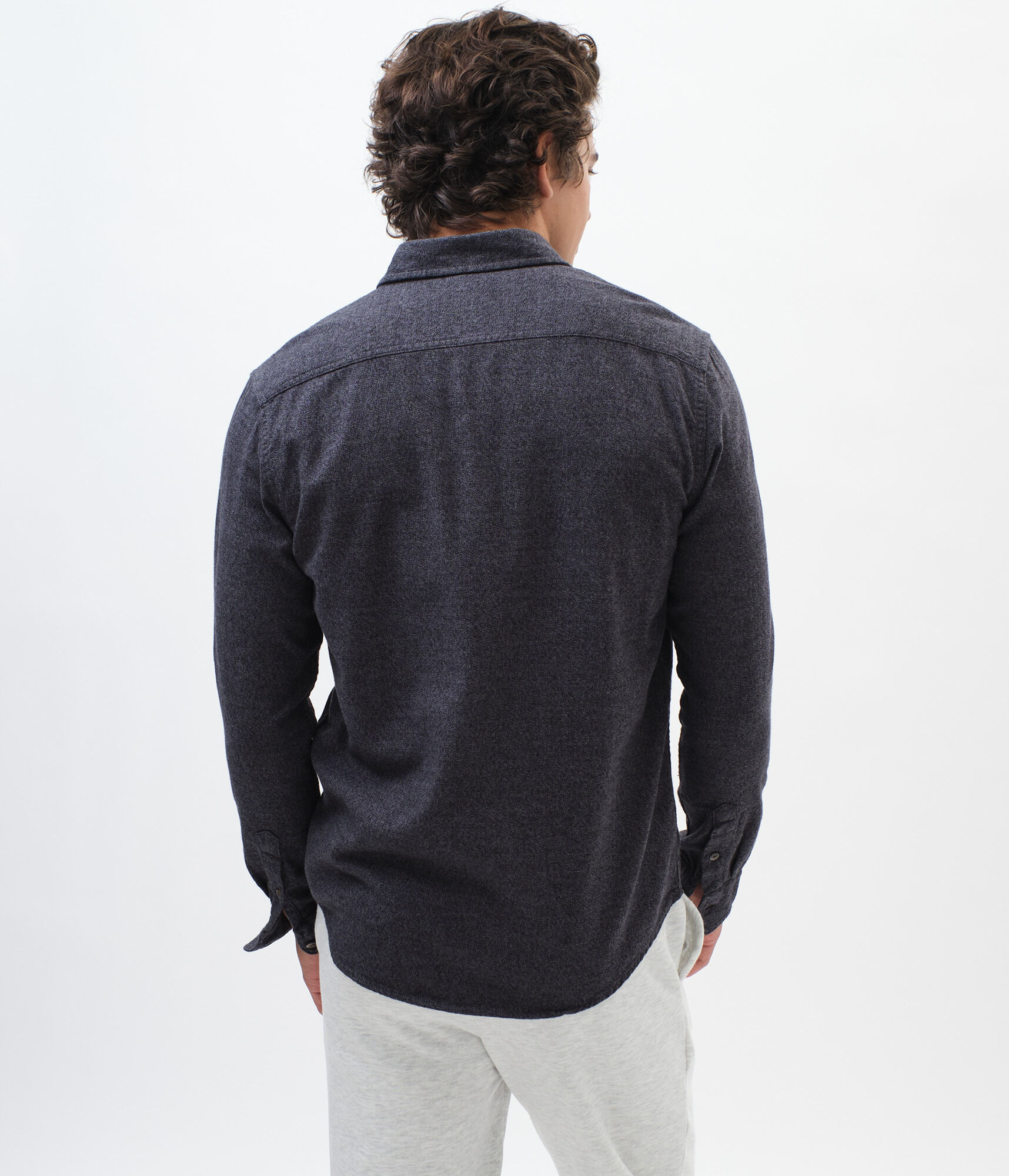 Long Sleeve Workwear Flannel Button-Down Shirt***