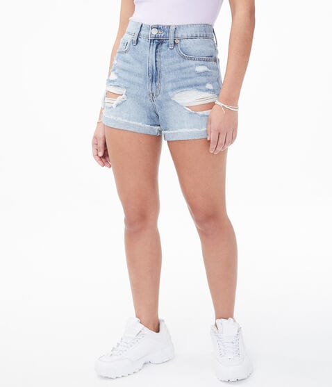 High-Rise Denim Mom Shorts