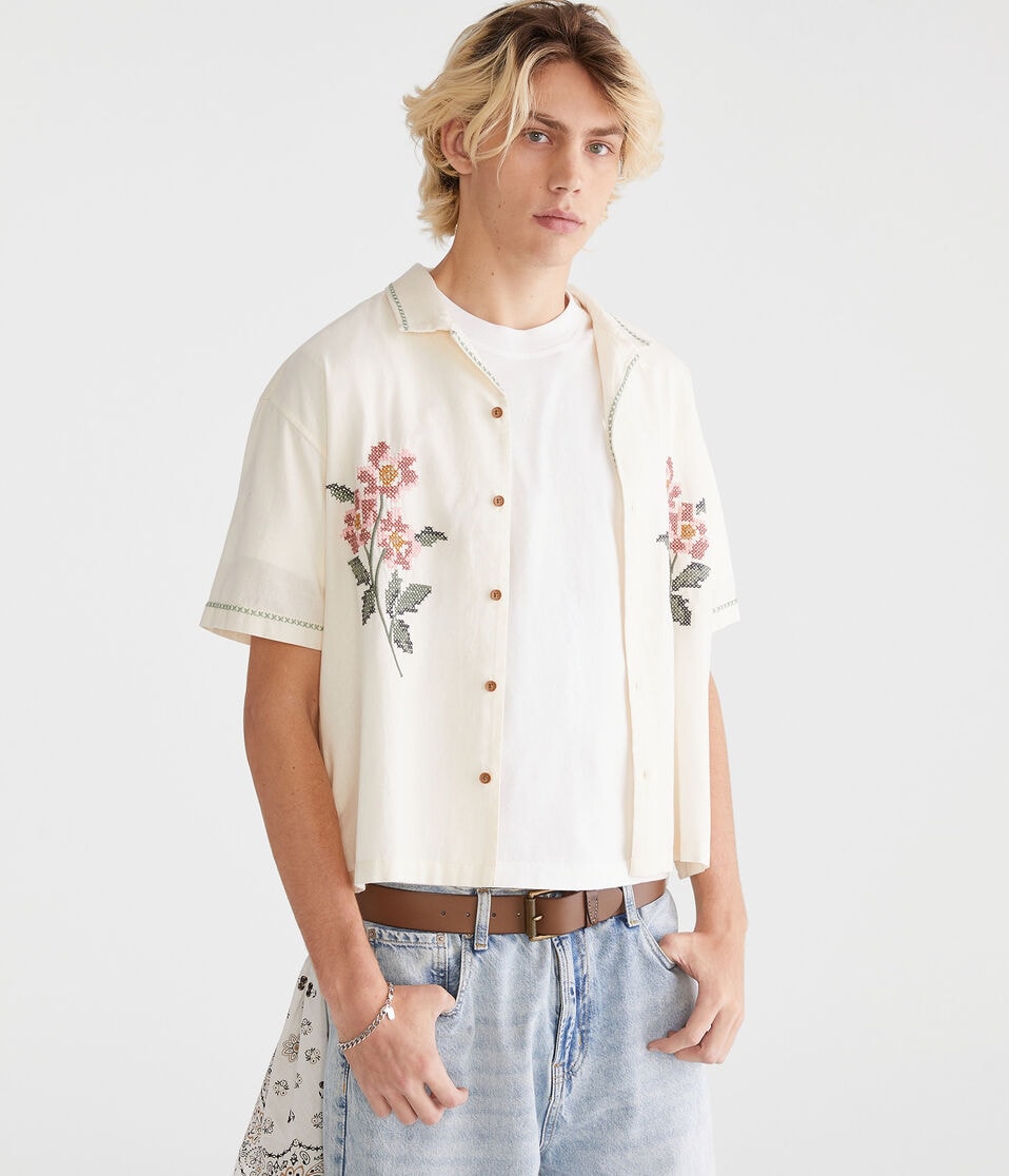 Floral Boxy Linen Camp Shirt