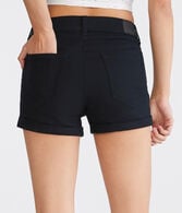 High-Rise Denim Midi Shorts