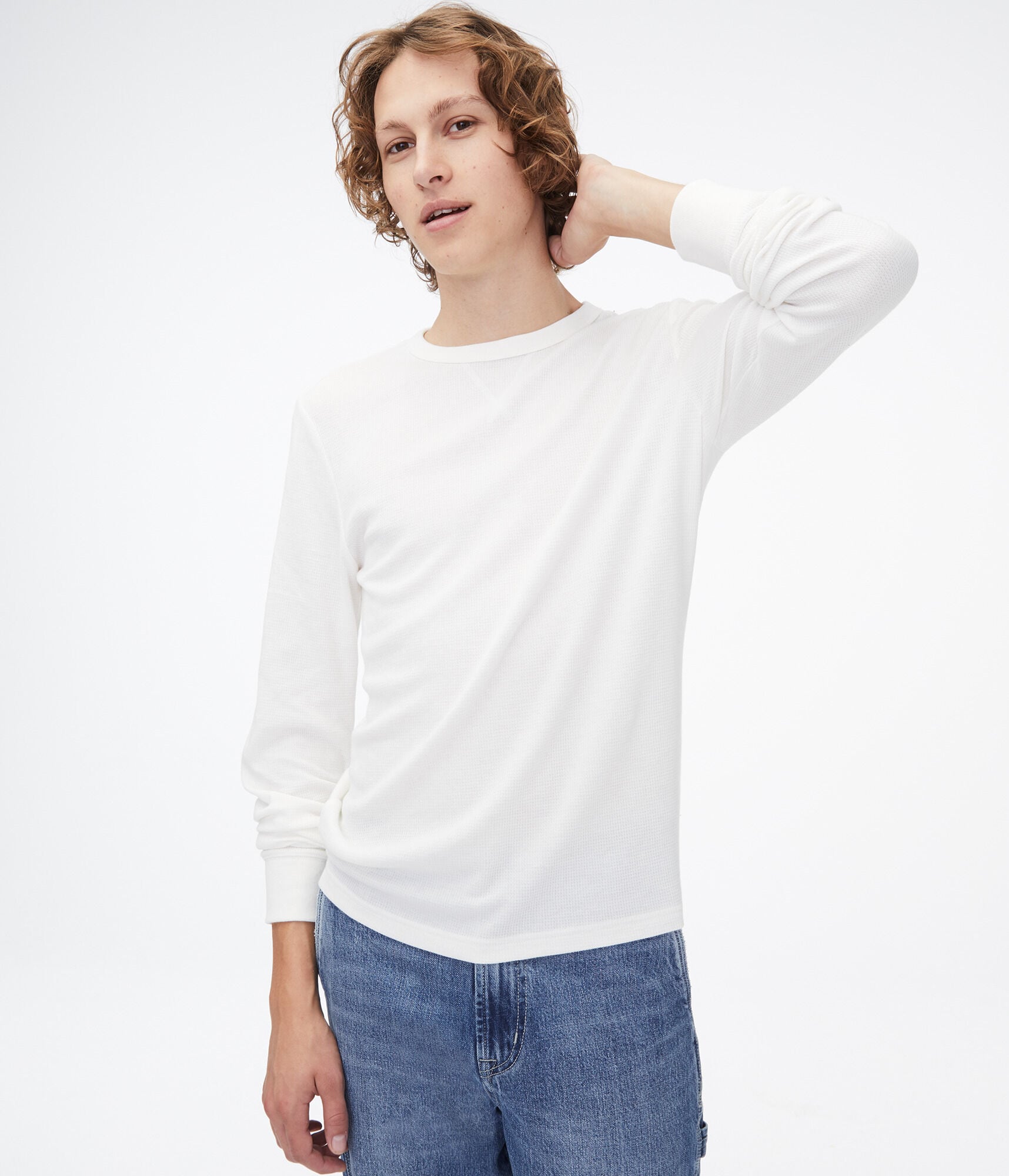Long Sleeve Solid Crew Neck Thermal Tee