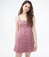 Lace Button-Front Fit & Flare Dress