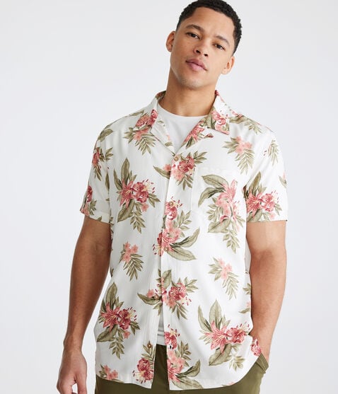 Tropical Floral Print Camp Shirt Tropical Floral Print Camp Shirt