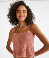 Crocheted Cropped Peplum Tank
