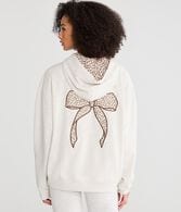 Cloud Soft Leopard Print Bow Oversized Pullover Hoodie