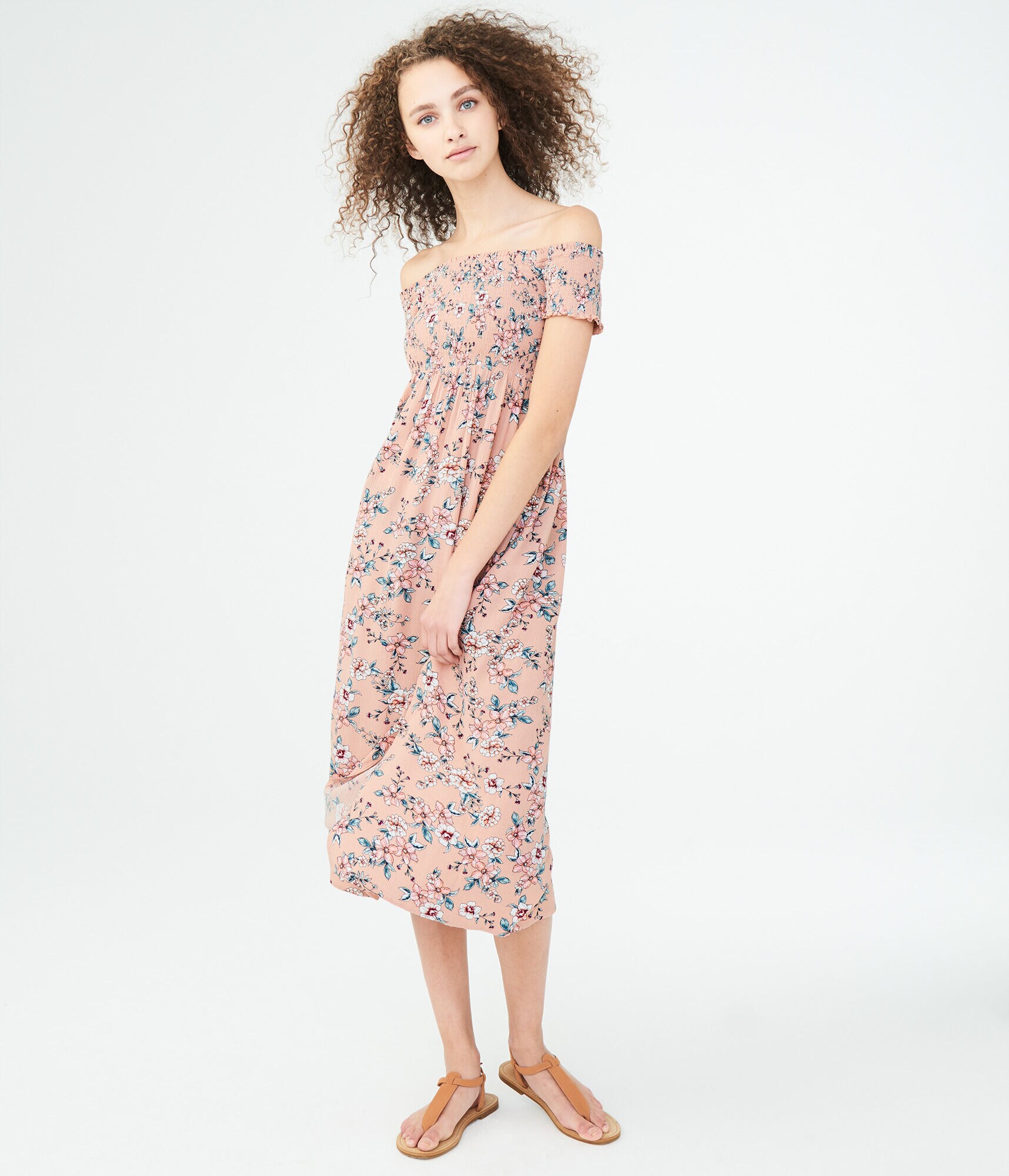 Floral Off-The-Shoulder Midi Dress