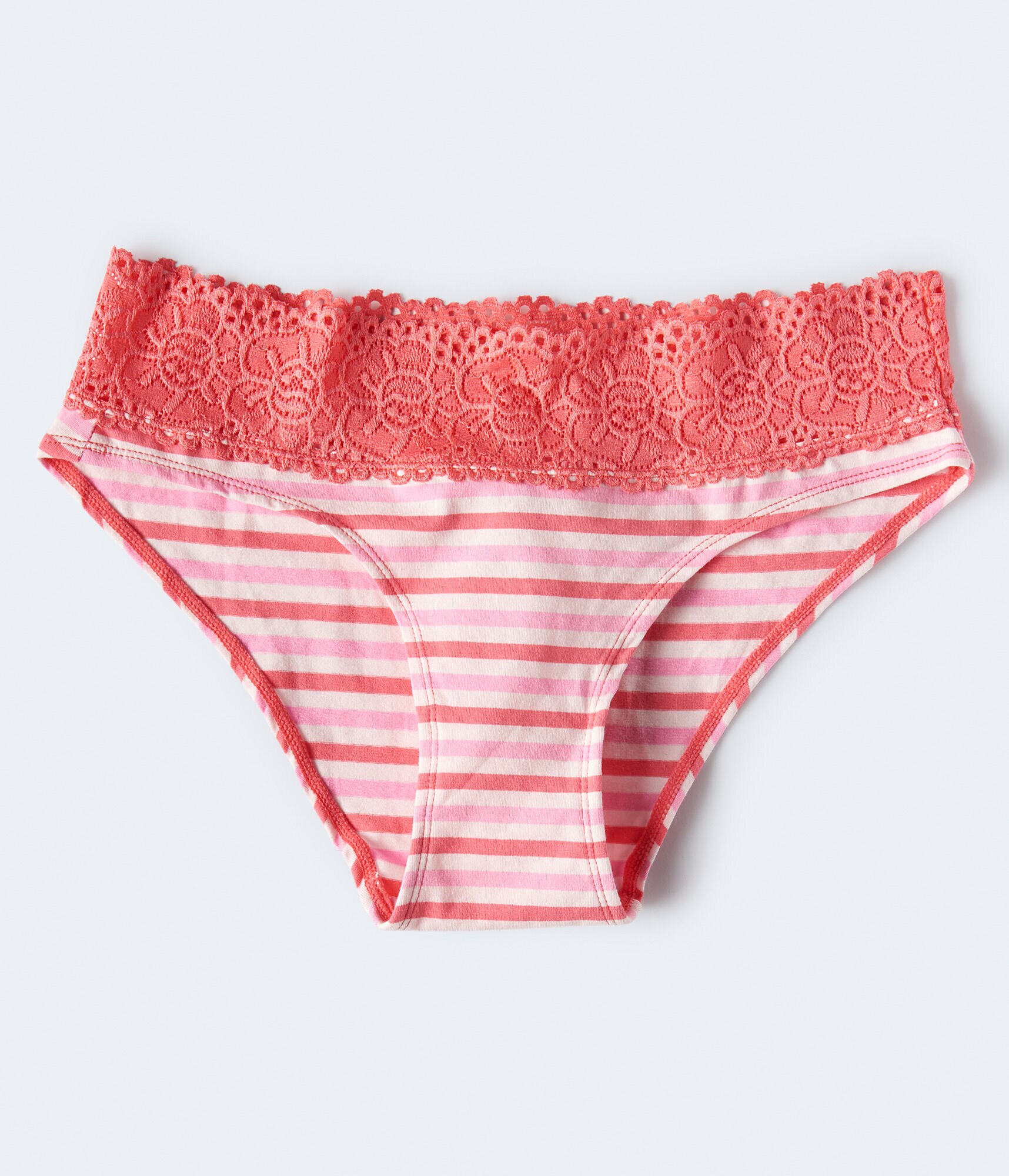 Striped Lace-Trim Hipster