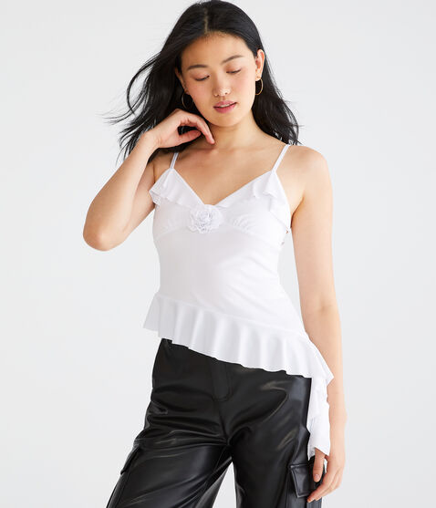 Ruffled Rose Asymmetrical Party Top Ruffled Rose Asymmetrical Party Top