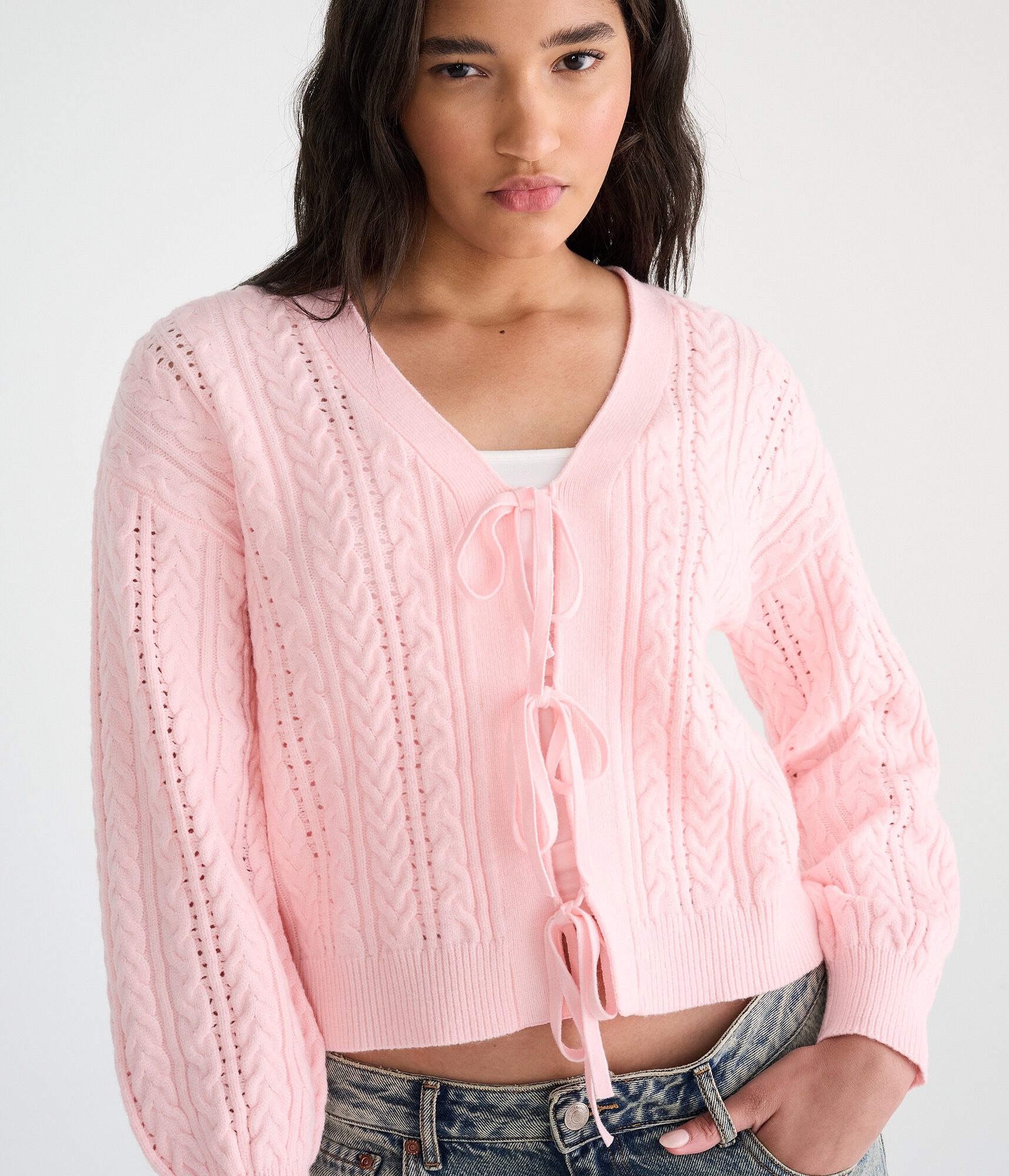 Cable Reversible Tie Cardigan