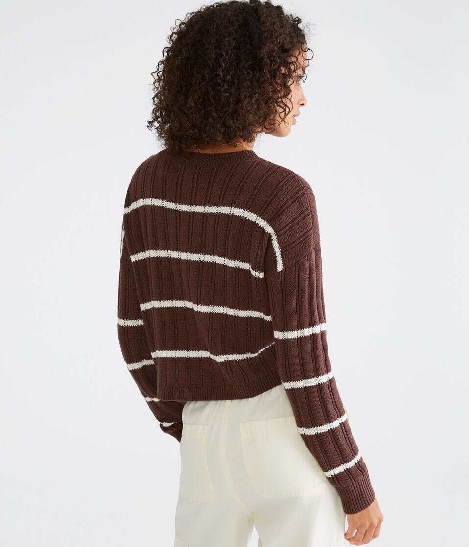 Striped Cropped Crew Sweater